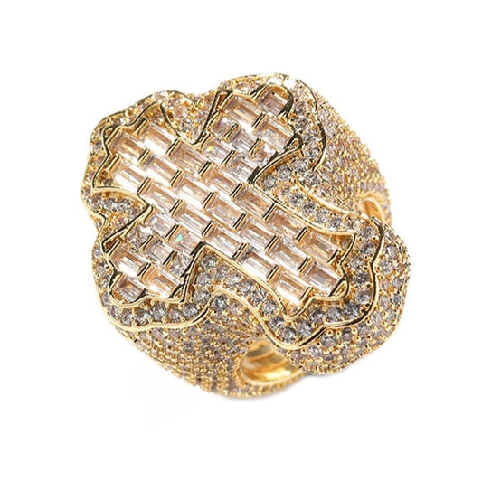 Gold Plated | Baguette Diamanten Kruis Ring