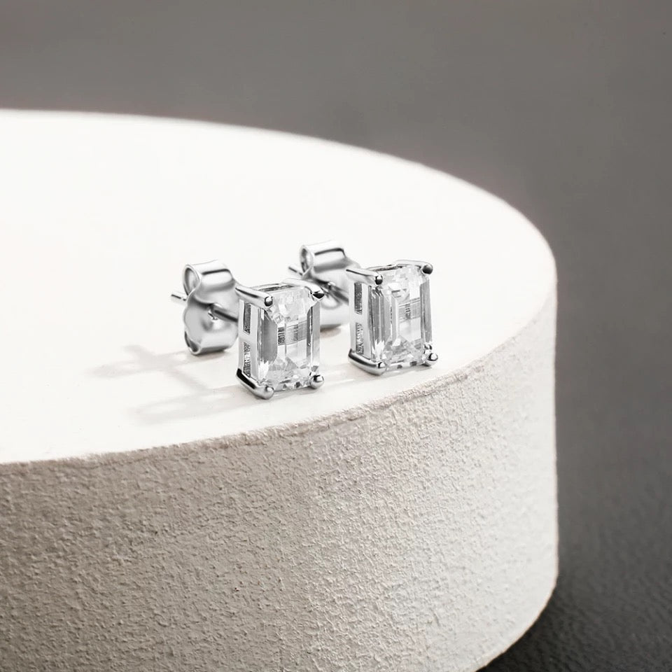 Simulated Baguette Diamond Earrings