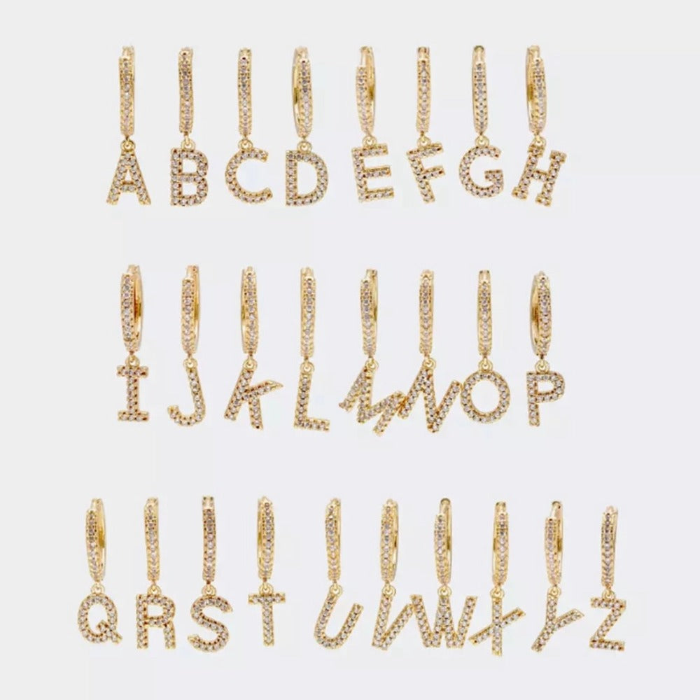 Gold plated Iced Letter Oorbellen