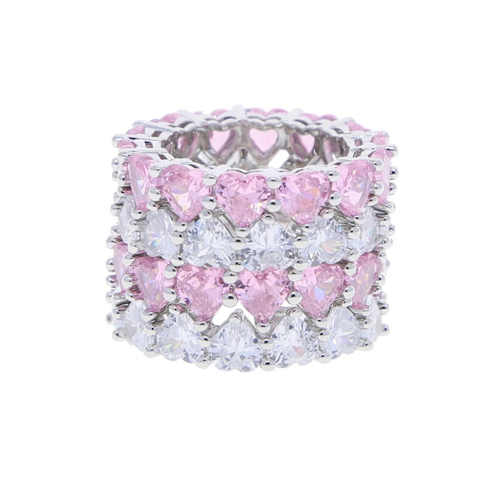 Eternity Ring With Pink Heart Diamonds