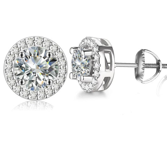 Silver Moissanite Diamond Cluster Earrings