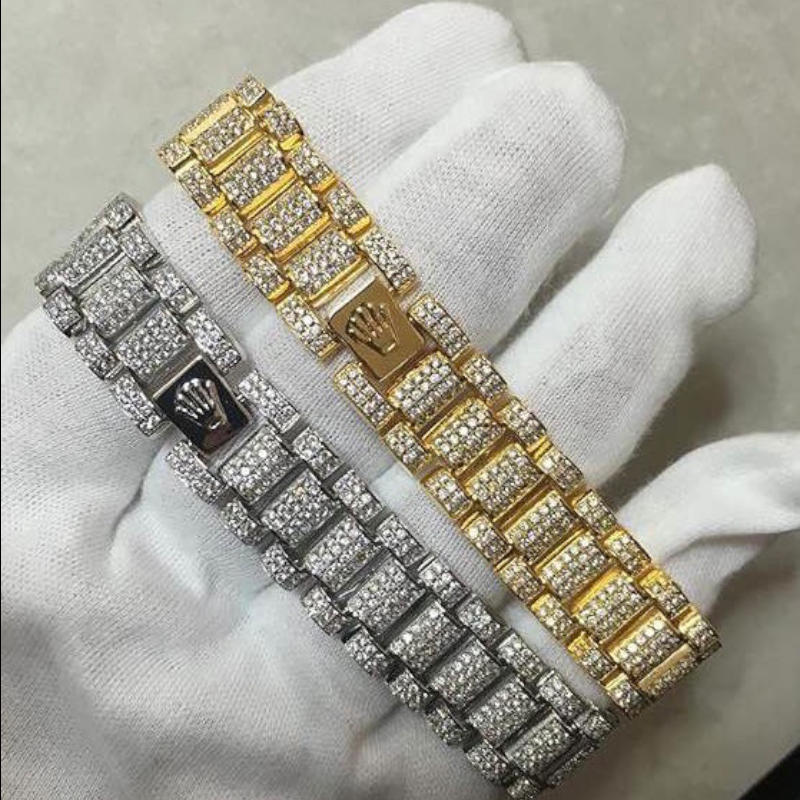 Goldplated Premium Iced Out Rolex Link Bracelet