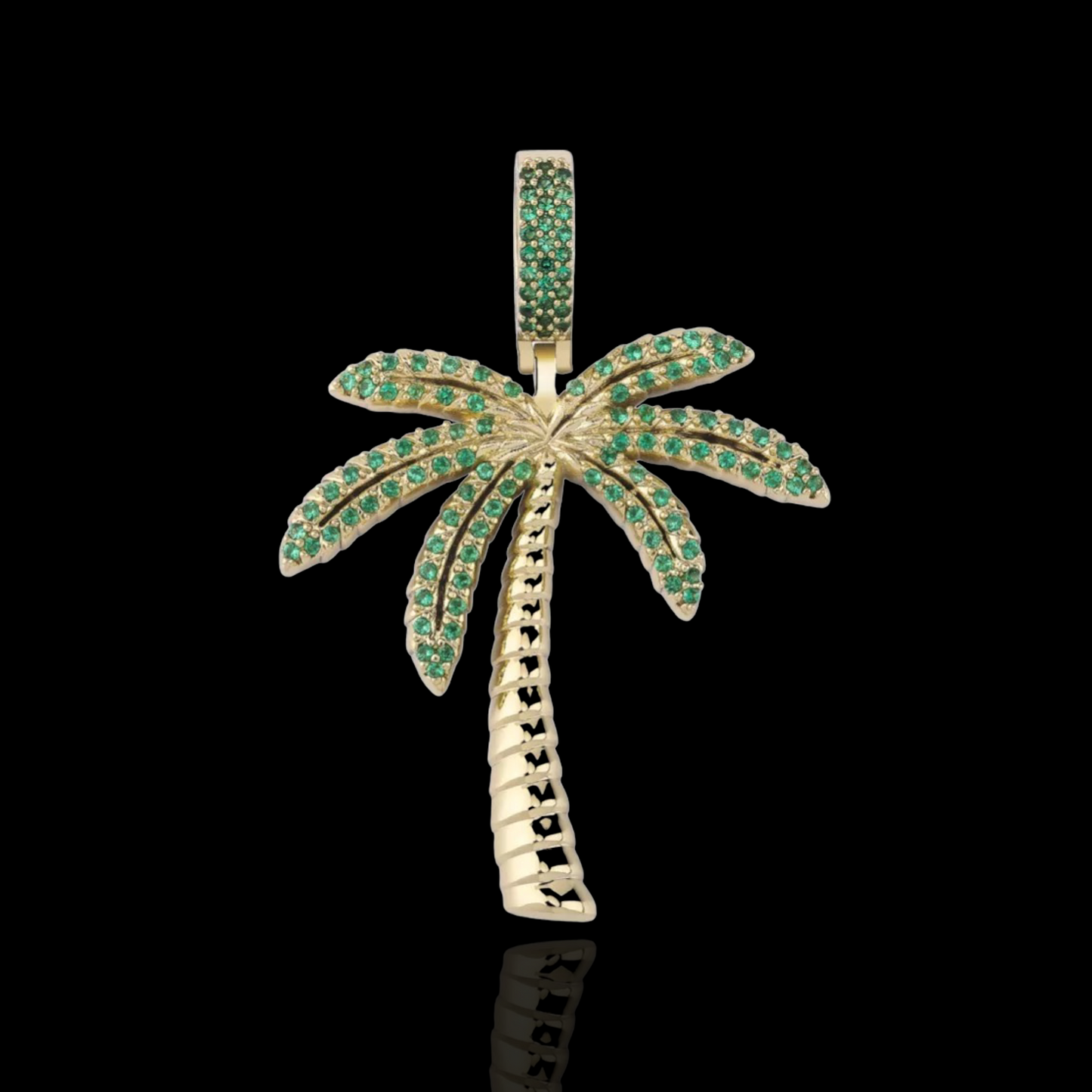 Gold Plated Iced Palm Tree Pendant