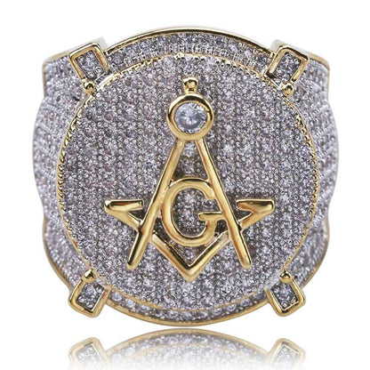 Iced Out Freemason Ring