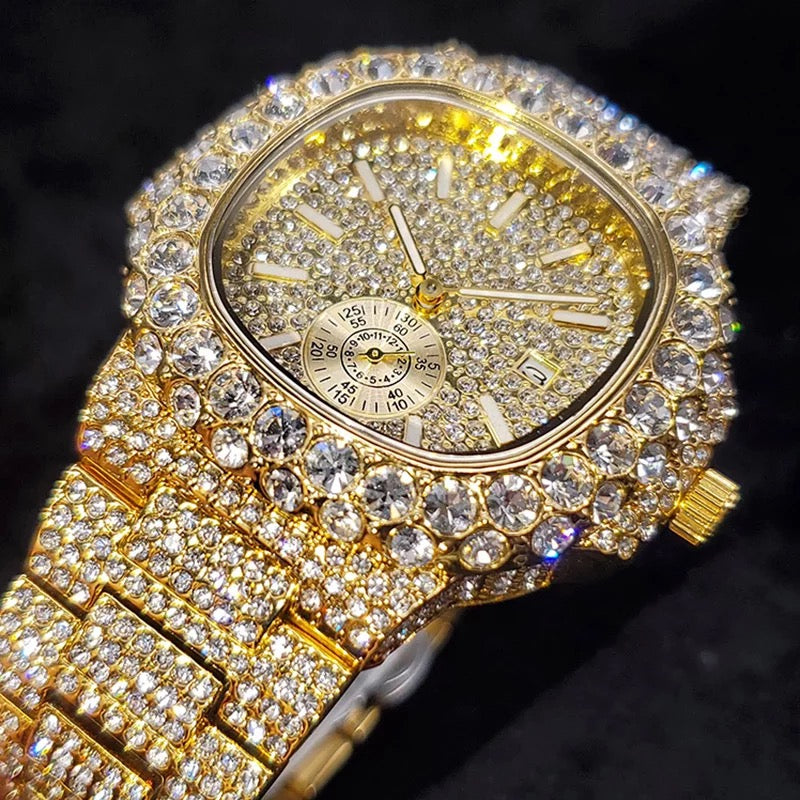 Gold Plated Fully Iced Horloge | Nautulius
