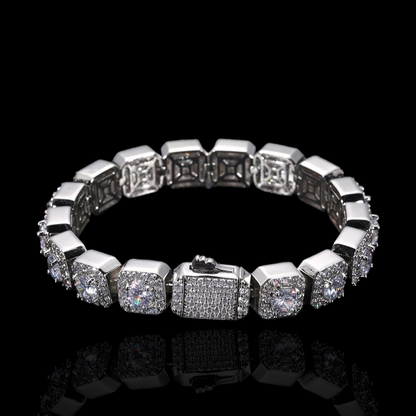 Silver Moissanite Diamond Clustered Bracelet