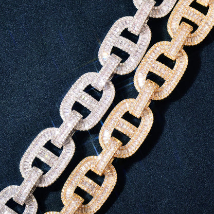 18MM Gucci link bracelet with baguette diamonds