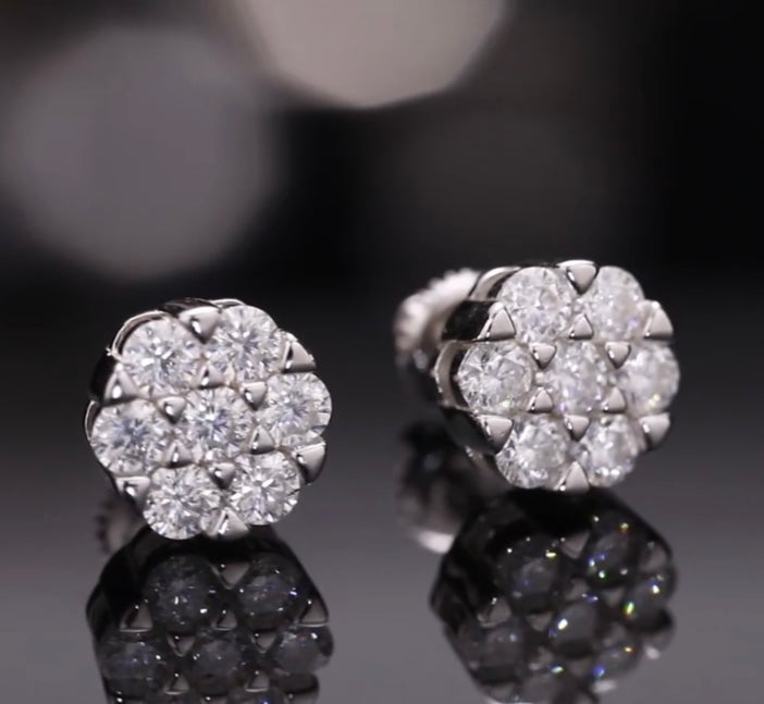 Silver Earrings with 7 Moissanite Diamonds