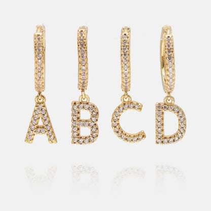 Gold plated Iced Letter Oorbellen