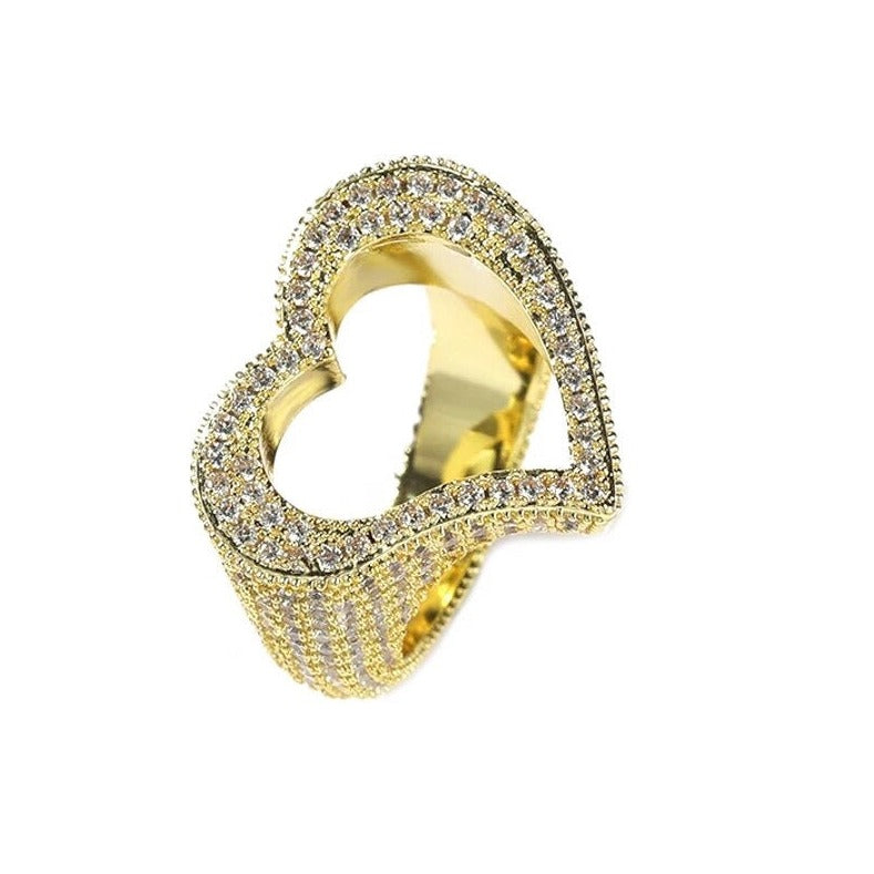 Gold Plated Open Diamanten Hart Ring