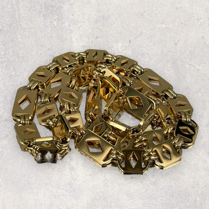 11mm Gold Plated Koningsketting met ruiten