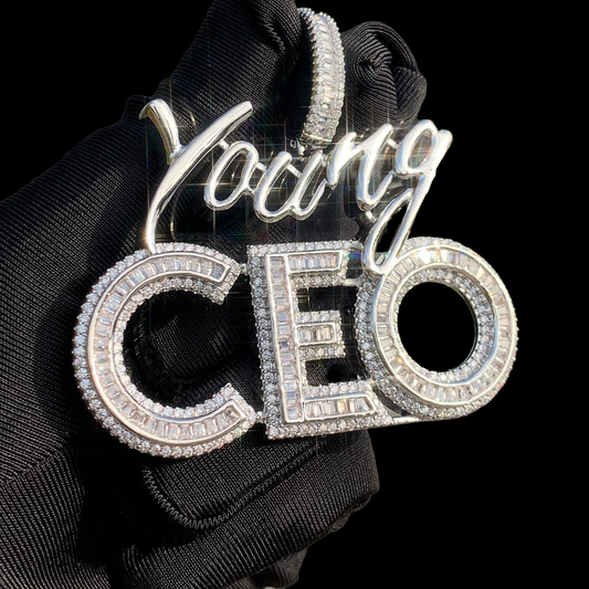 Pendentif Young CEO Plaqué Or Blanc