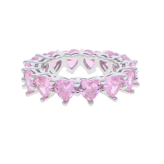 Eternity Ring With Pink Heart Diamonds