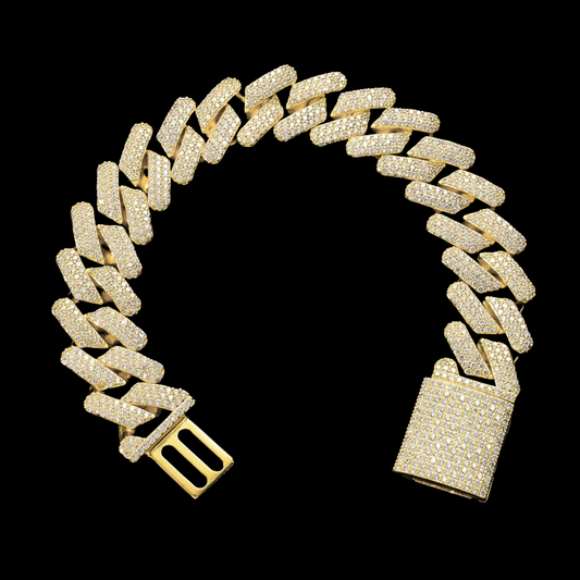 Bracelet cubain à maillons en S plaqué or 19 mm