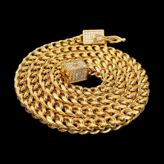 6mm Gold Plated Iced-Lock Franco Chain