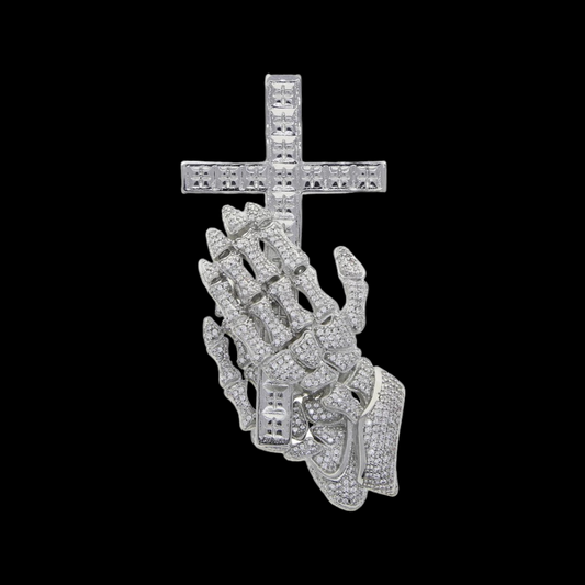 Kruis Hanger Met biddende skelet handen