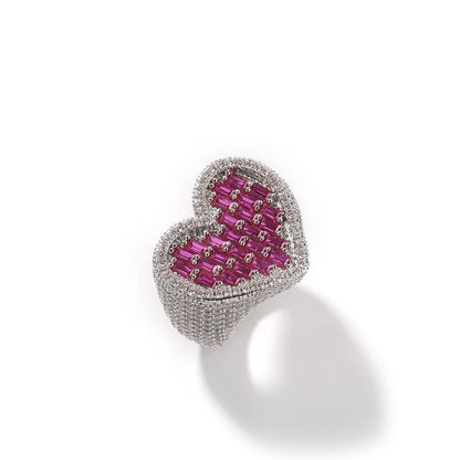Purple Baguette Diamond Heart Ring