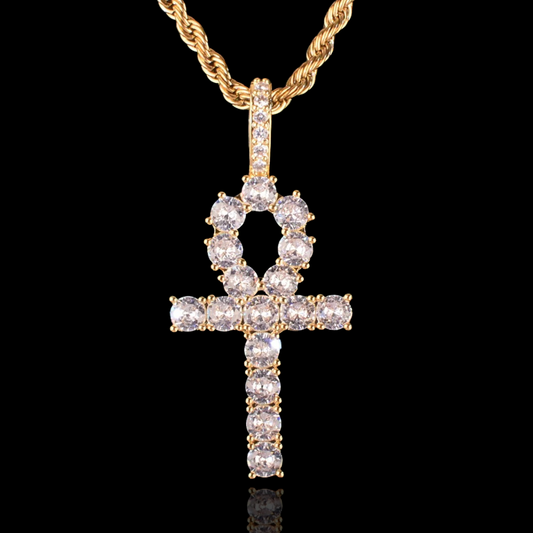 Gold Plated Diamanten Ankh Kruis Hanger