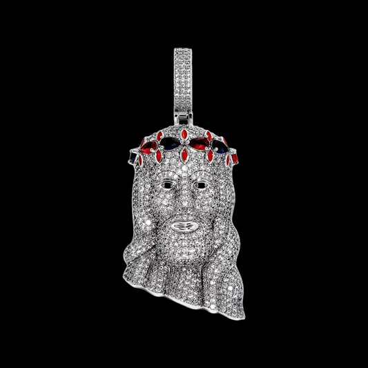 Jesus Pendant with Ruby and Sapphire stones