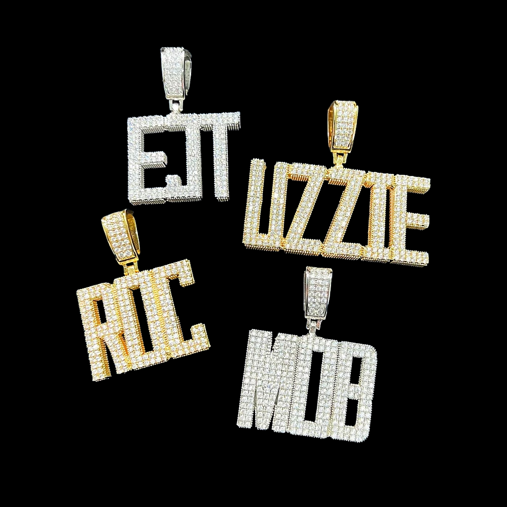 Gold Plated Block Letter Name Pendant