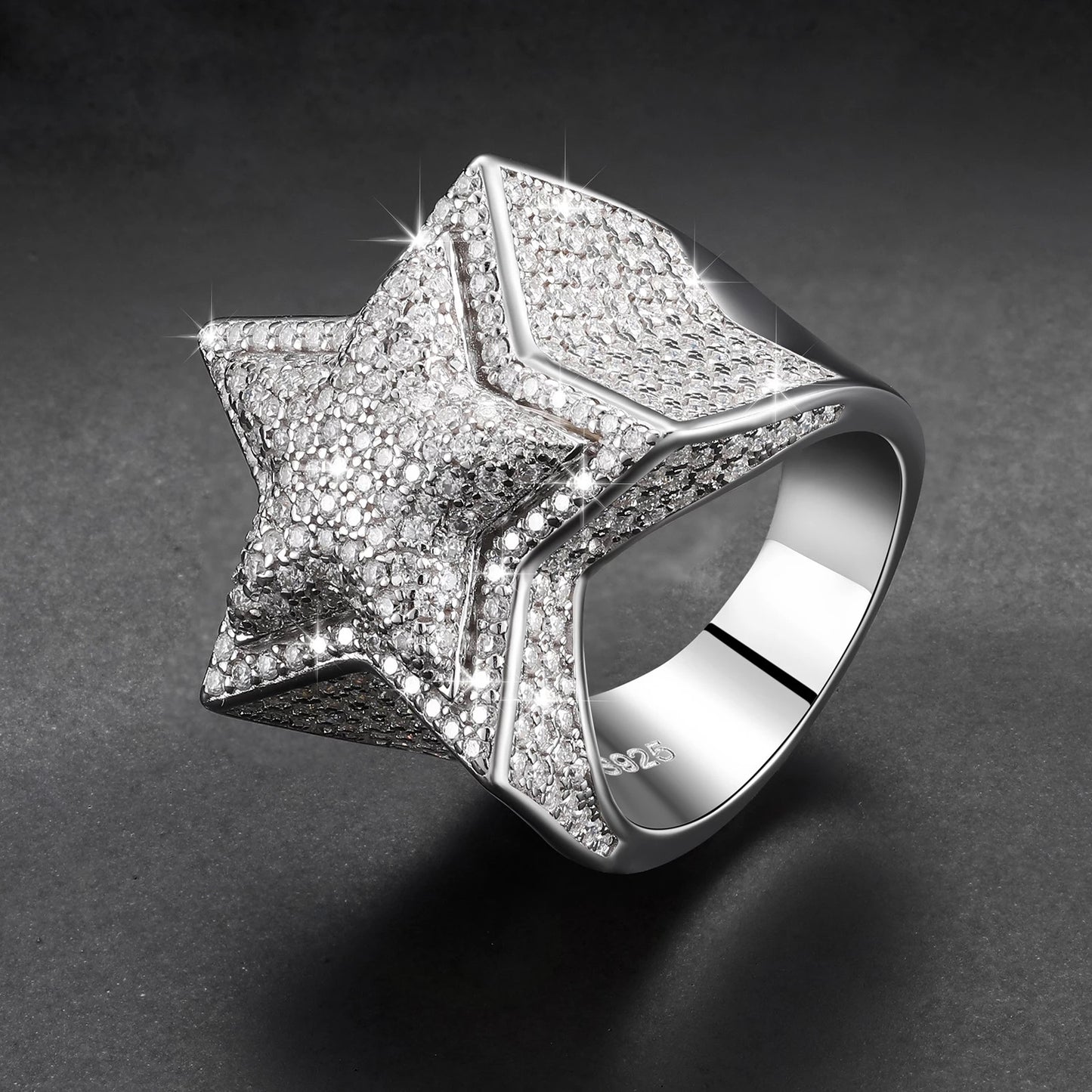 Silver Moissanite Diamond Star Ring