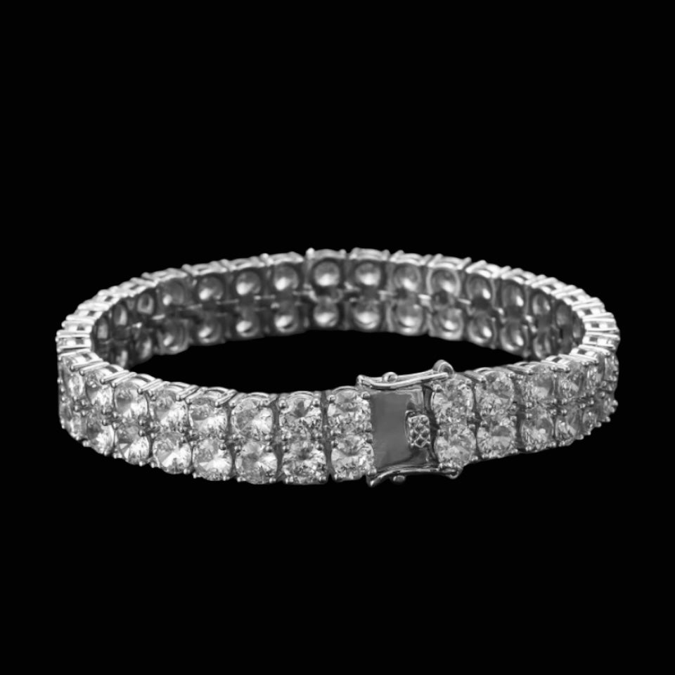 White Gold Plated Double Tennis Bracelet