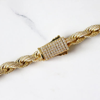 10MM Gold Plated Diamanten Dookie Rope Ketting