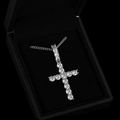 Silver Moissanite Diamond Cross Pendant