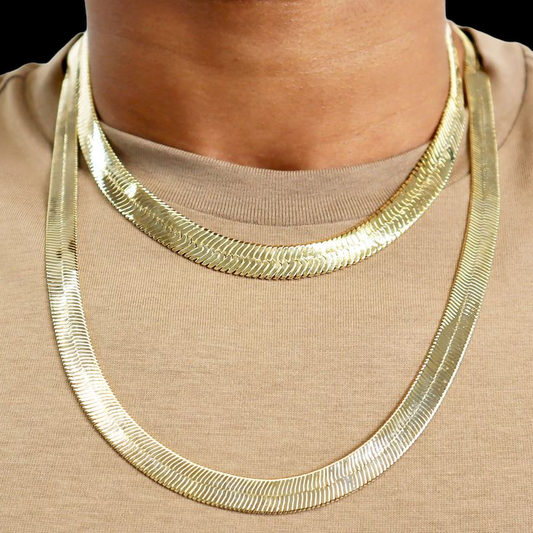 11mm Gold Plated Herringbone Chain