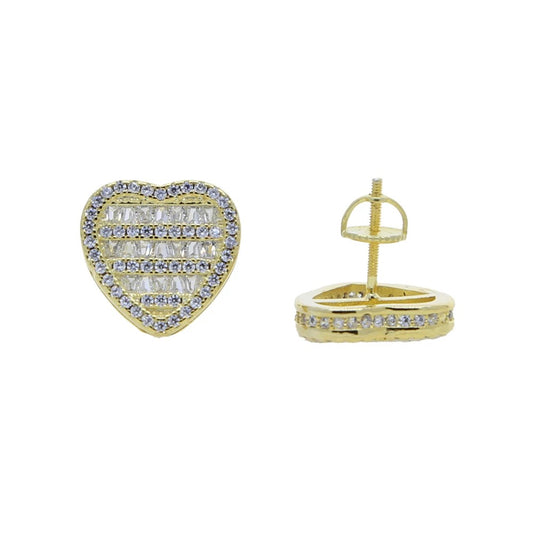 Boucles d'Oreilles Coeur Plaqué Or Glacé 15mm