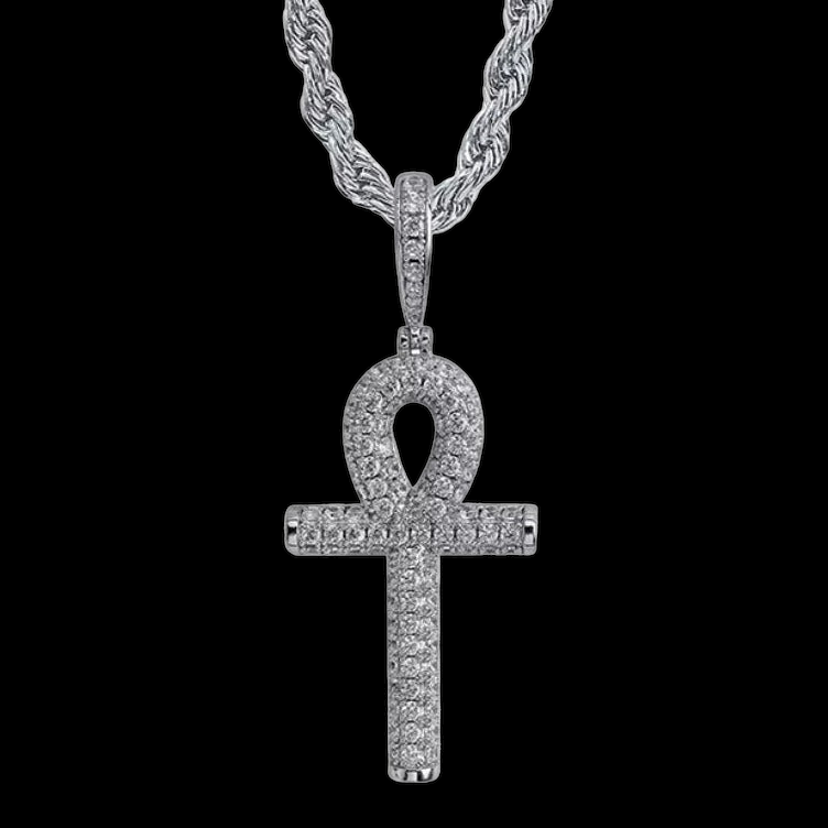 Fully Iced Out Ankh Cross Pendant