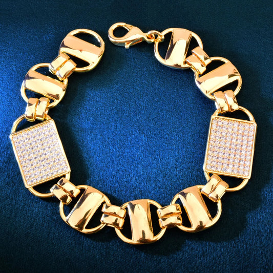 Bracelet chaîne Magnum King plaqué or 14 mm