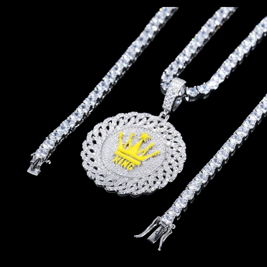 Zilveren Moissanite Diamanten Kroon Medallion Hanger