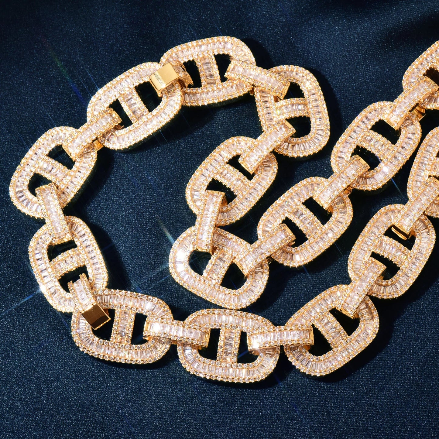18MM Gold Plated Gucci Link Baguette Chain