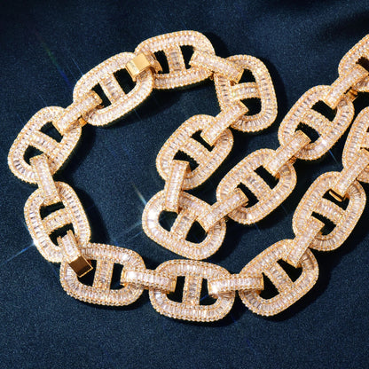 18MM Gold Plated Gucci Link Baguette Chain