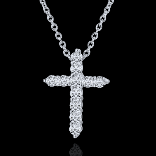 Silver Moissanite Ladies Cross Necklace