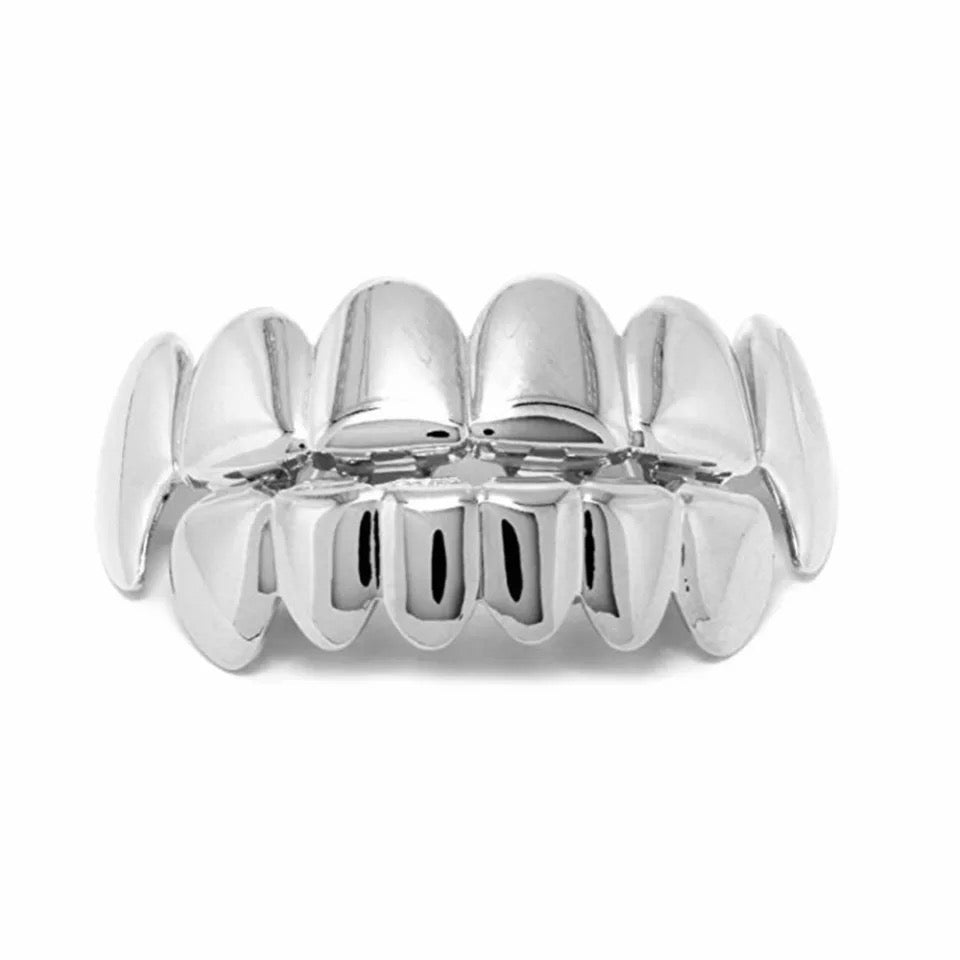White Gold Plated Fang Grillz Set
