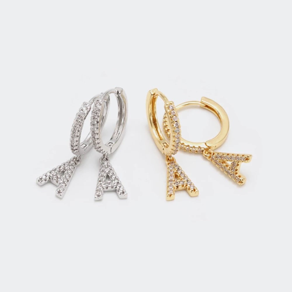Gold plated Iced Letter Earrings