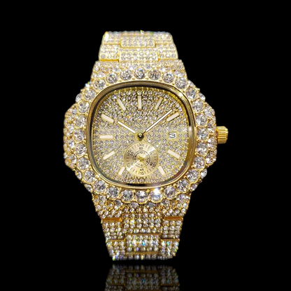 Gold Plated Fully Iced Horloge | Nautulius