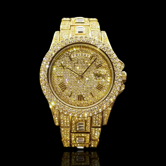 Gold Plated Diamond Day-Date Watch