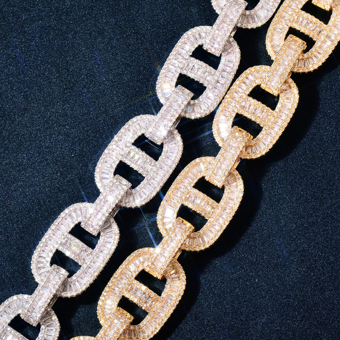 18MM Gucci Link Chain with baguette diamonds