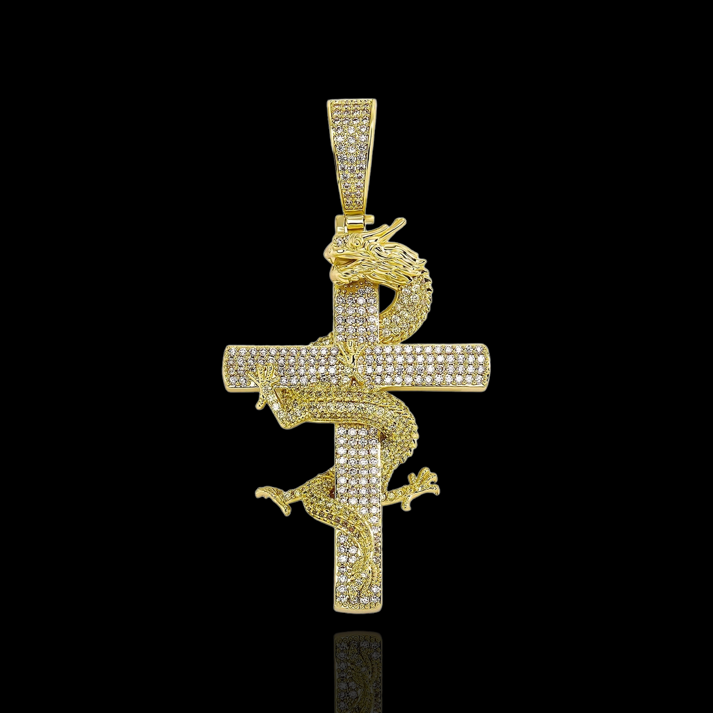 Gold Plated Dragon Cross Pendant
