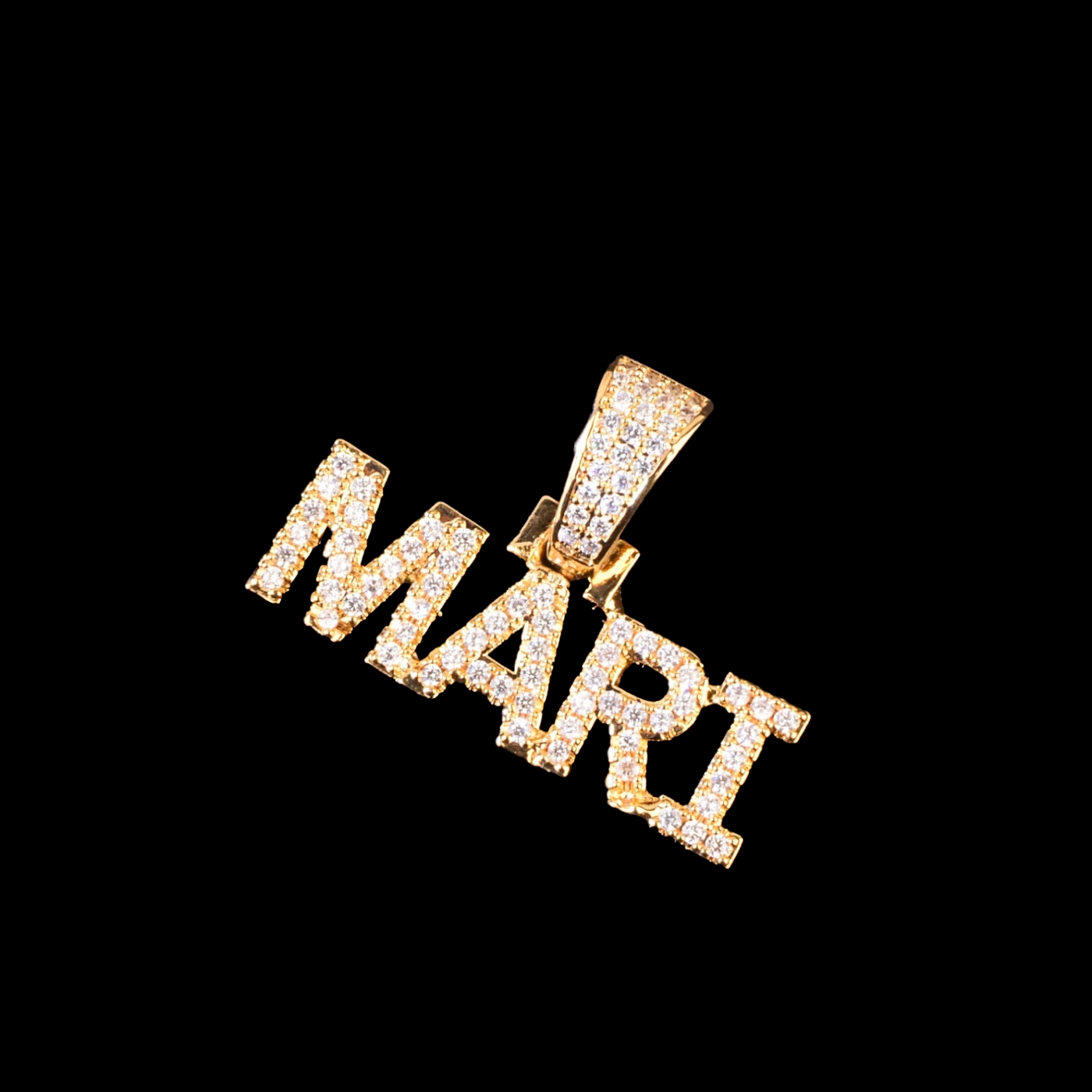 Gold Plated Small Iced Name Pendant