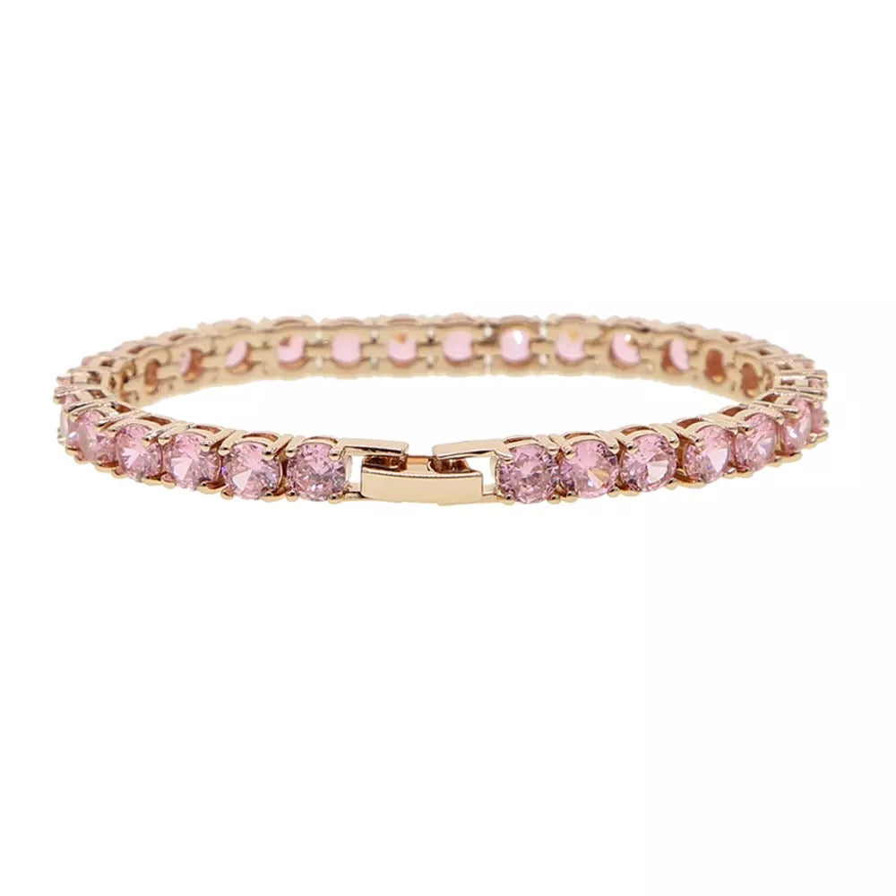 5MM Tennis Bracelet with Pink diamonds