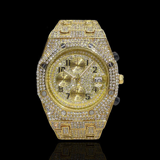 Gold Plated Diamond Royal Chronograph Watch