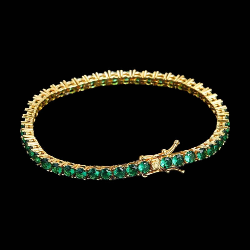 Gold Plated | Smaragdgroen Tennis Armband