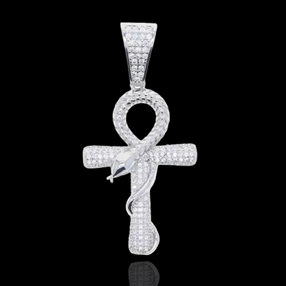 Pendentif croix Ankh Iced Out avec serpent