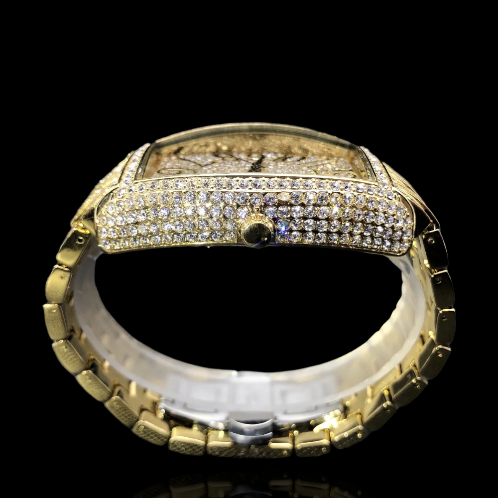 Gold Plated Crazy Hours Diamond Watch