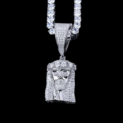 Silver Moissanite Diamond Jesus Pendant
