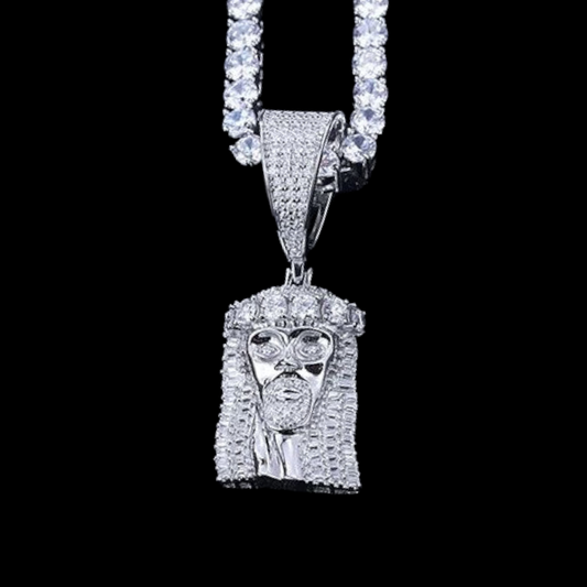 Zilveren Moissanite diamanten Jezus hanger